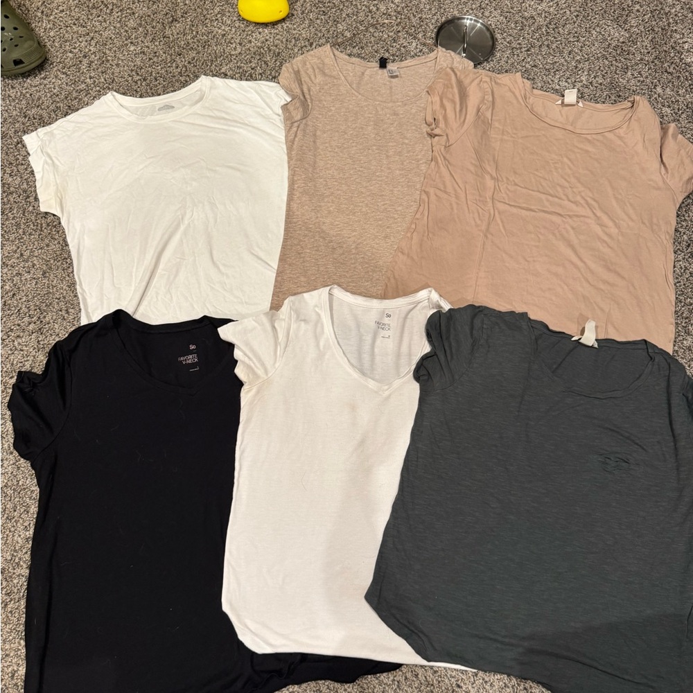 Women’s Short Sleeve Crew & V-Neck Tee - White, Black, Blush, Gray
